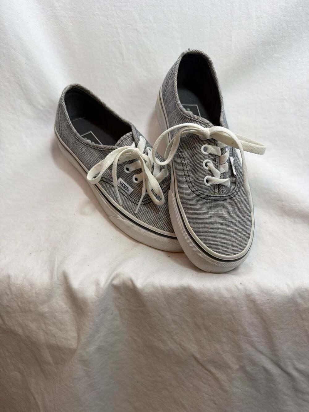 Vans Authentic Grey Striped Canvas Sneakers Women's Size 5.5